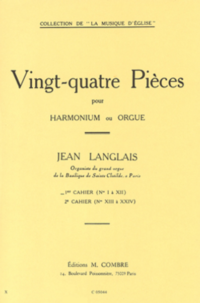 Pieces (24) cahier No. 1 (1 a 12) by Jean Langlais Harmonium - Sheet Music