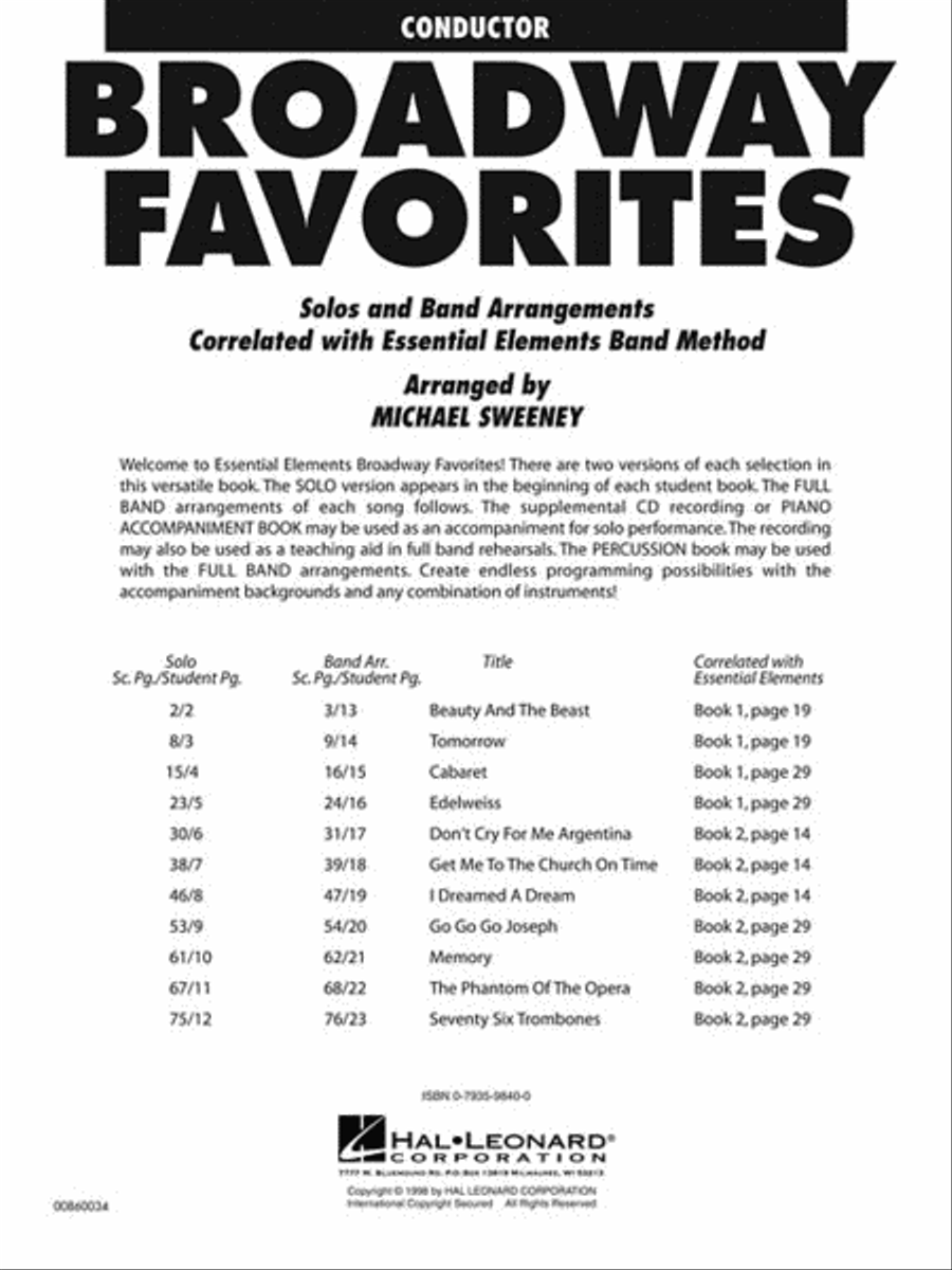 Essential Elements Broadway Favorites Concert Band Methods scores gallery preview page 2