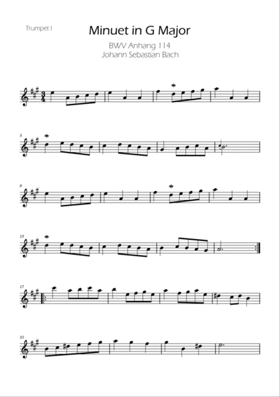 Minuet in G major BWV Anh. 114 - Bach - Trumpet Duet w/ Piano Trumpet Duet scores gallery preview page 4