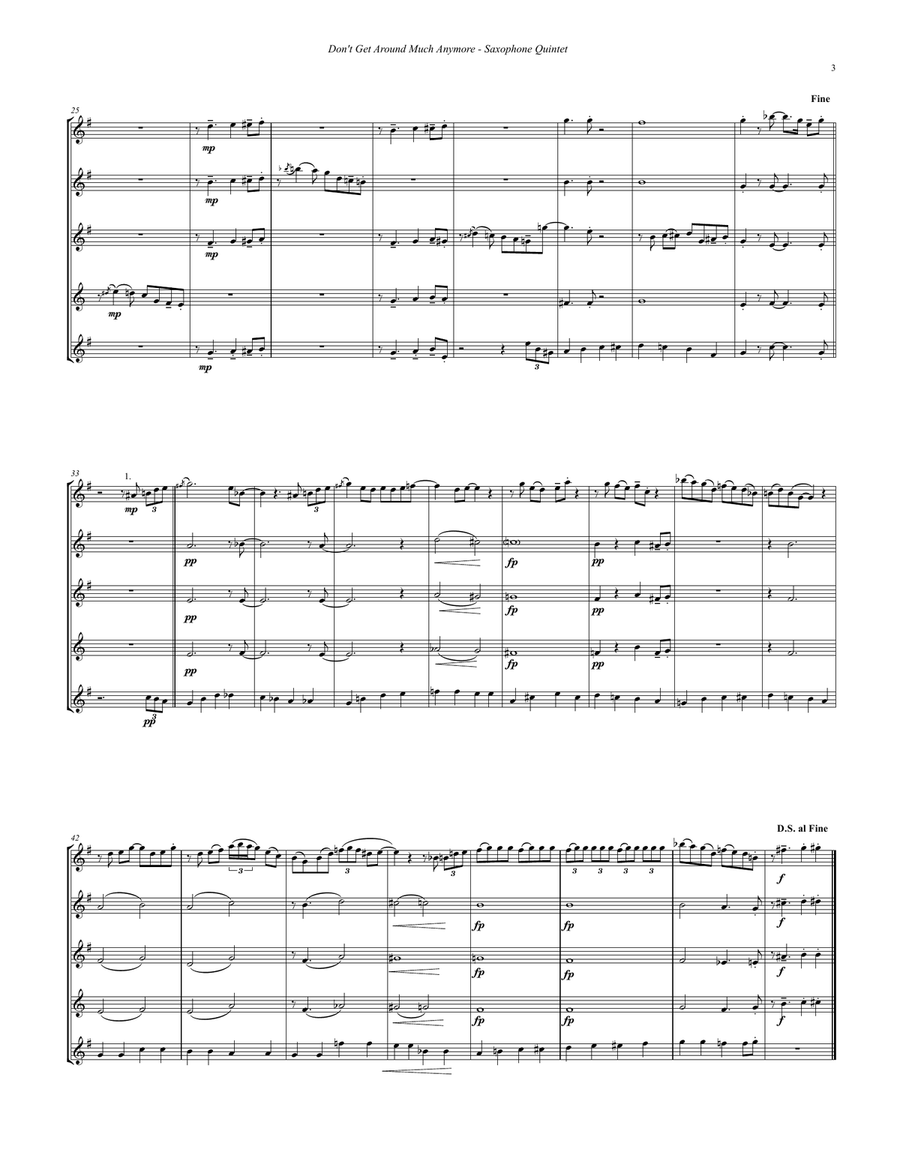 Don't Get Around Much Anymore Saxophone Quintet scores gallery preview page 3