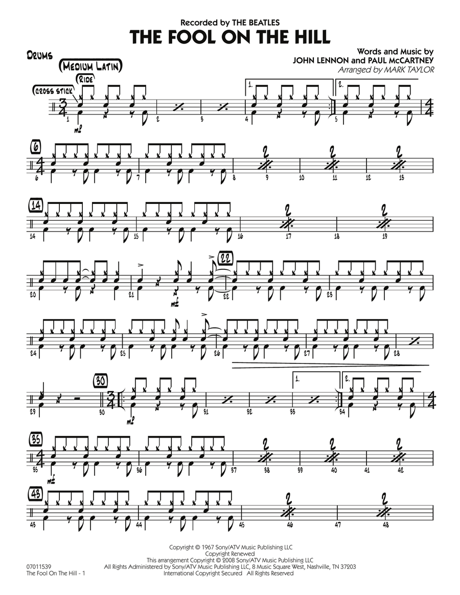 The Fool on the Hill (Flugelhorn Feature) - Drums Jazz Ensemble scores gallery preview page 1