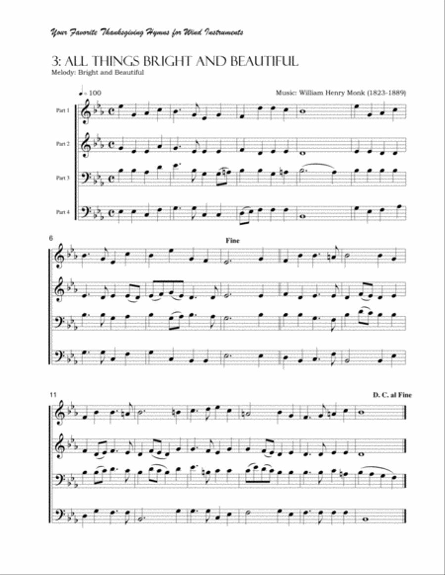 Your Favorite Thanksgiving and Harvest Hymns for Wind Instruments Concert Band scores gallery preview page 6