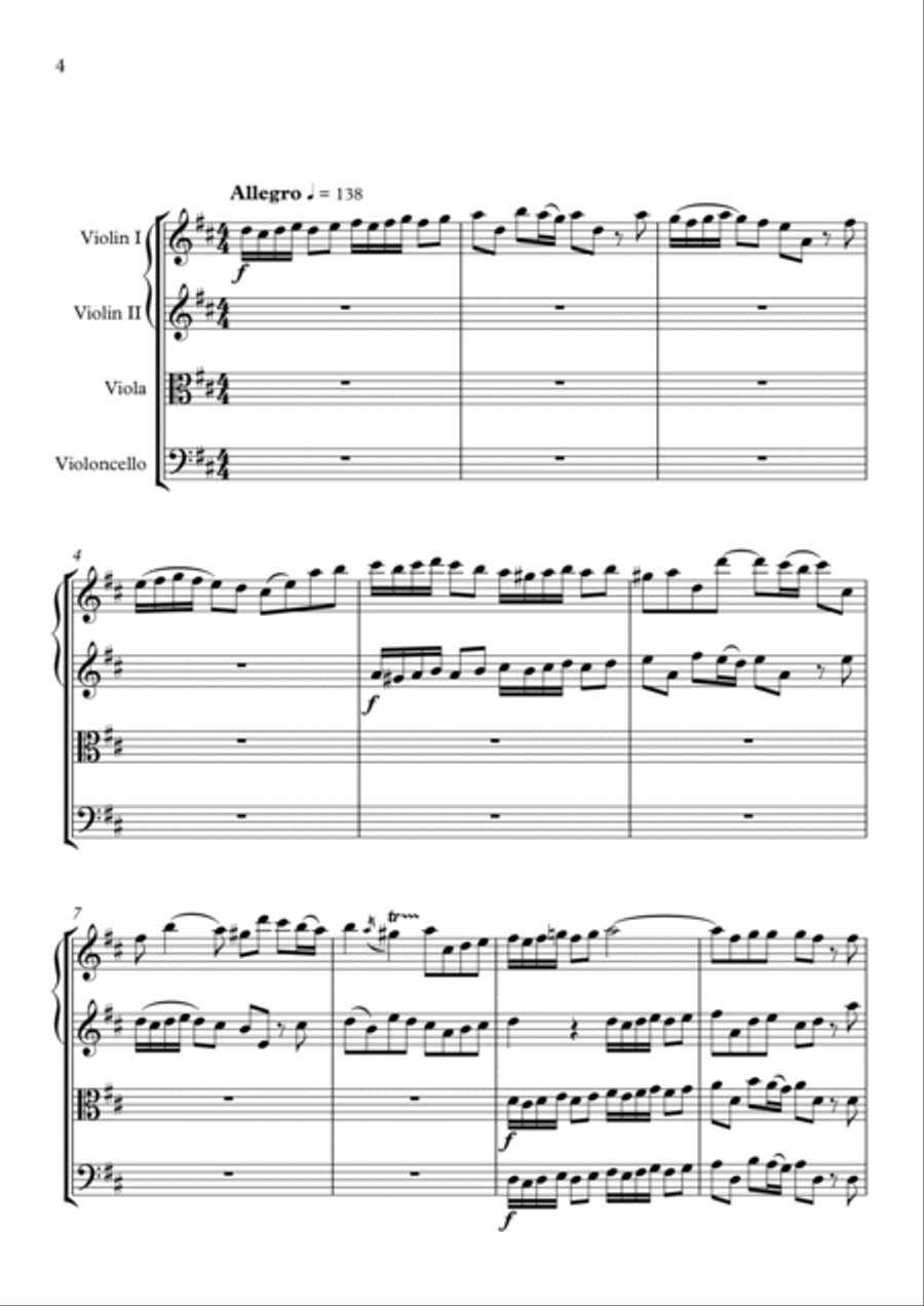 Concerto grosso in D major op. 6 no. 5 String Quartet scores gallery preview page 4