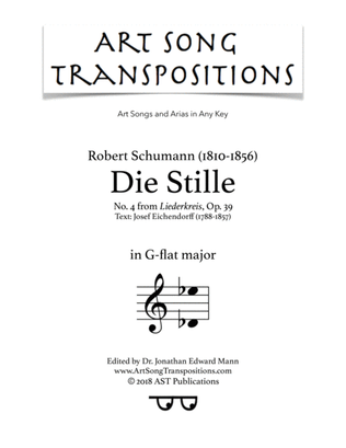 Book cover for SCHUMANN: Die Stille, Op. 39 no. 4 (transposed to G-flat major)