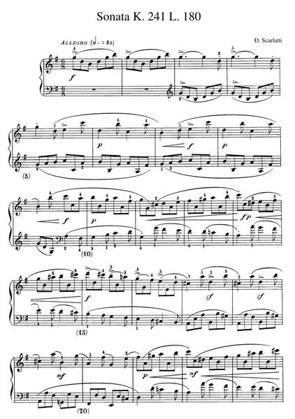 Scarlatti Sonata in G Major K. 241 L. 180 image number null