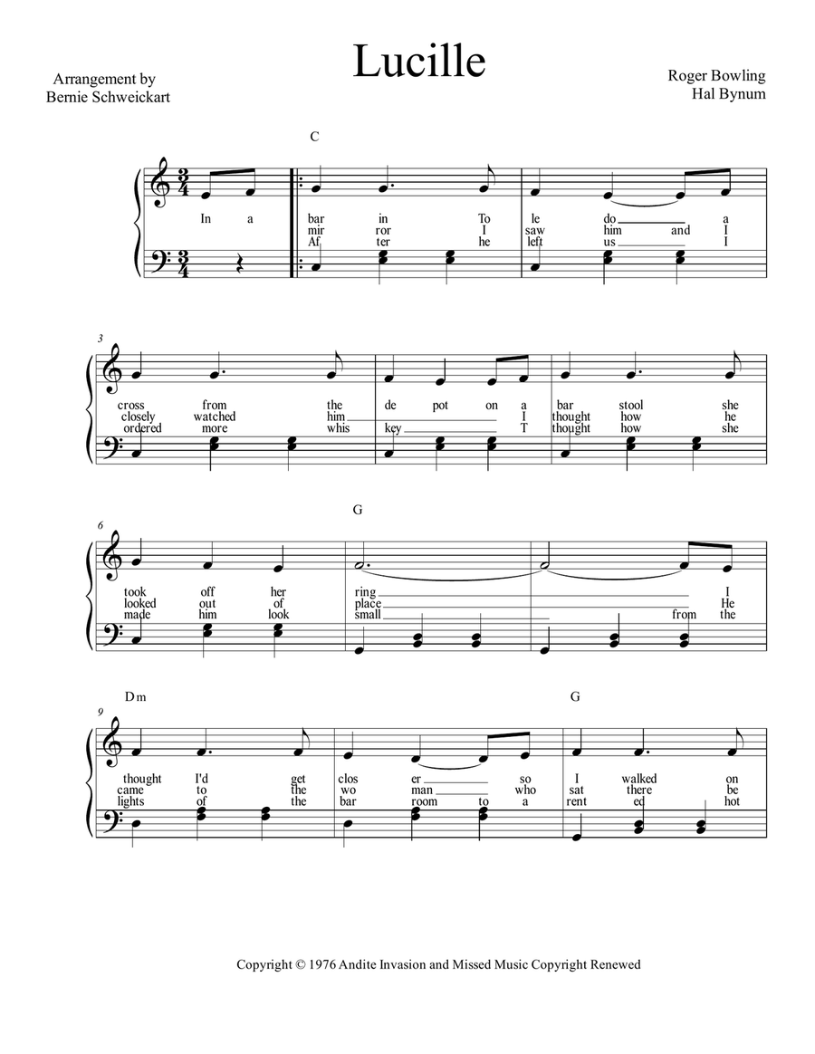 Lucille Piano, Vocal, Guitar scores gallery preview page 1