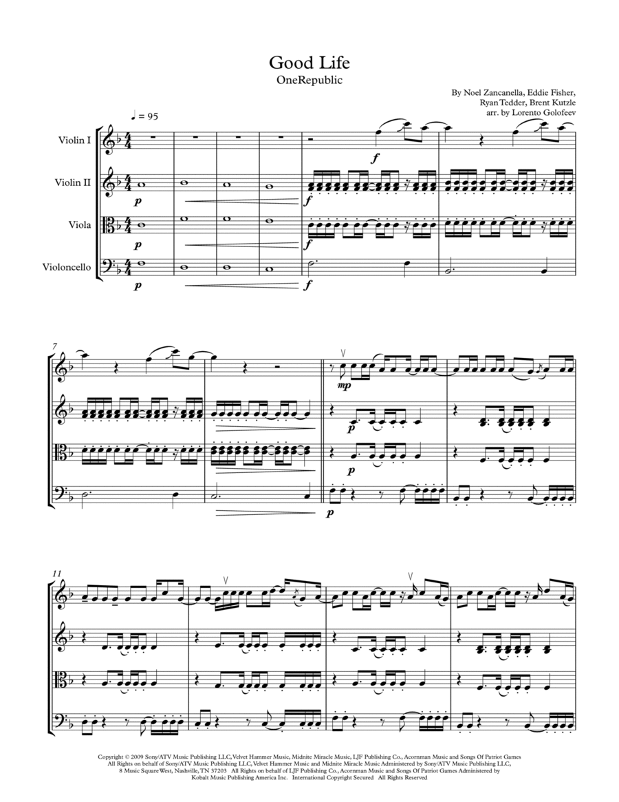 Good Life Good Life String Quartet scores gallery preview page 1