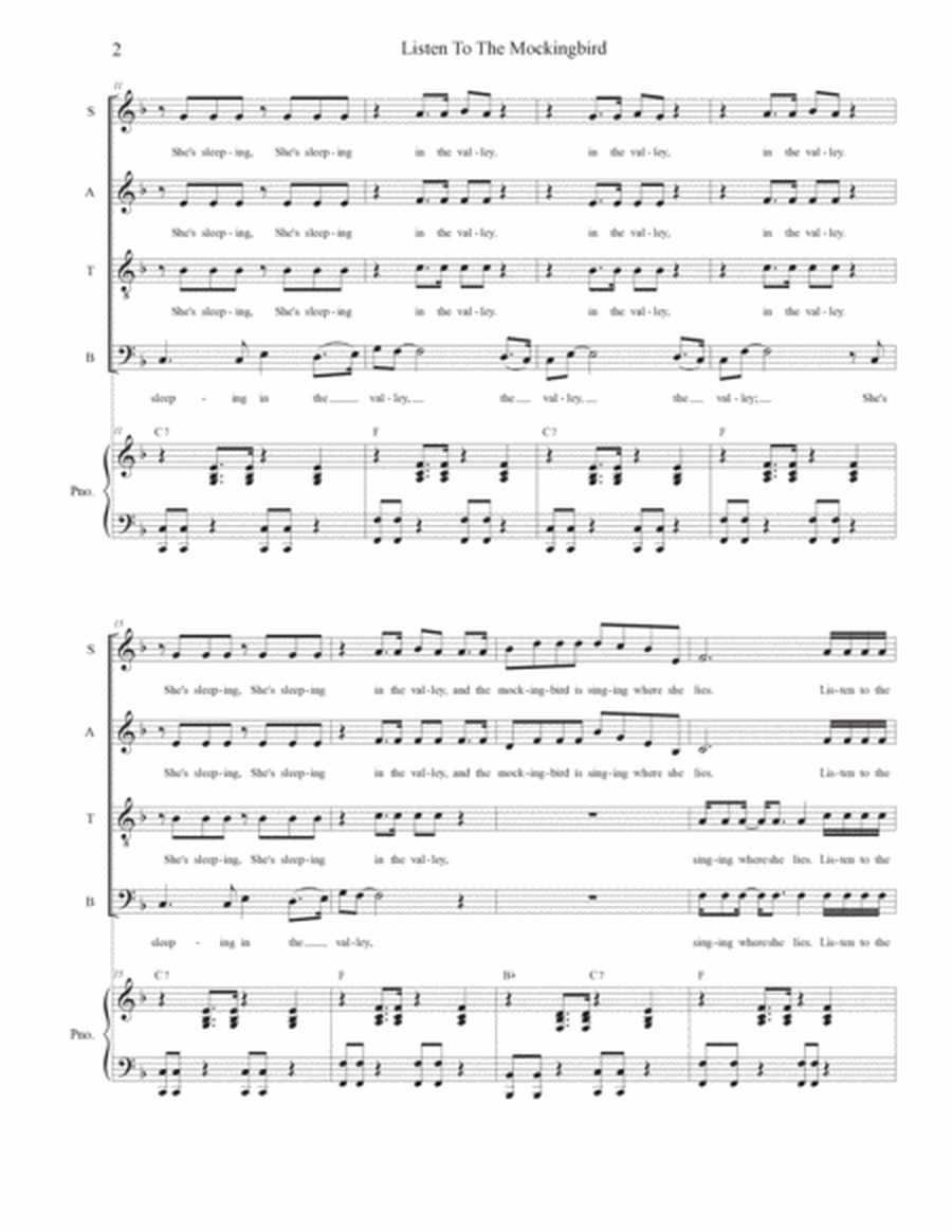 Listen To The Mockingbird (SATB) image number null