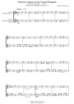 National Anthem of the United Kingdom (for flute duet, suitable for grades 2-5)