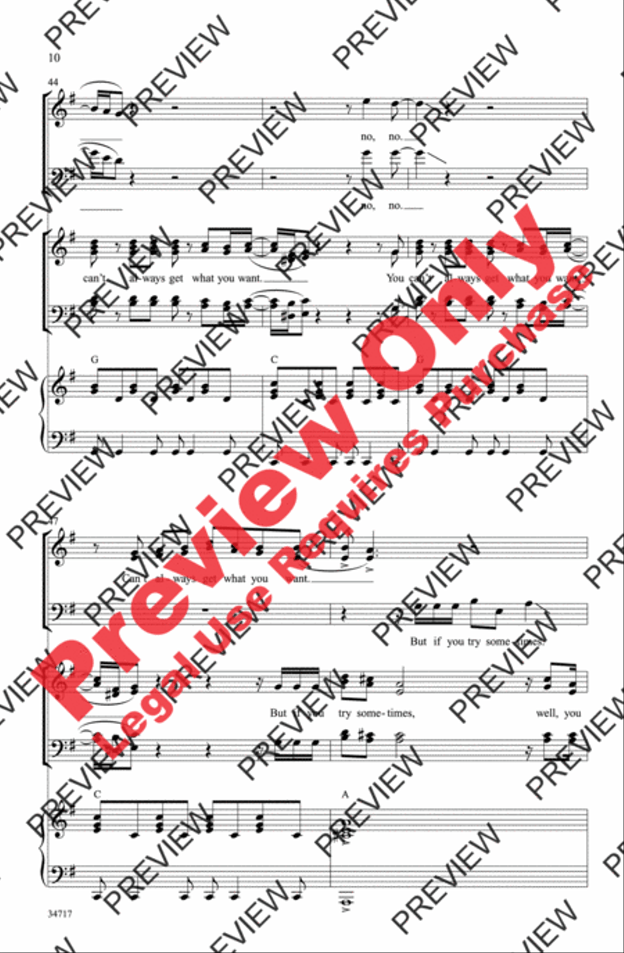 You Can't Always Get What You Want 4-Part scores gallery preview page 10
