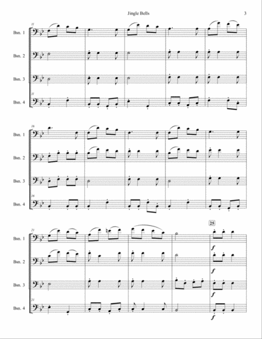 Jingle Bells with a Twist for Bassoon Quartet Woodwind Quartet scores gallery preview page 3