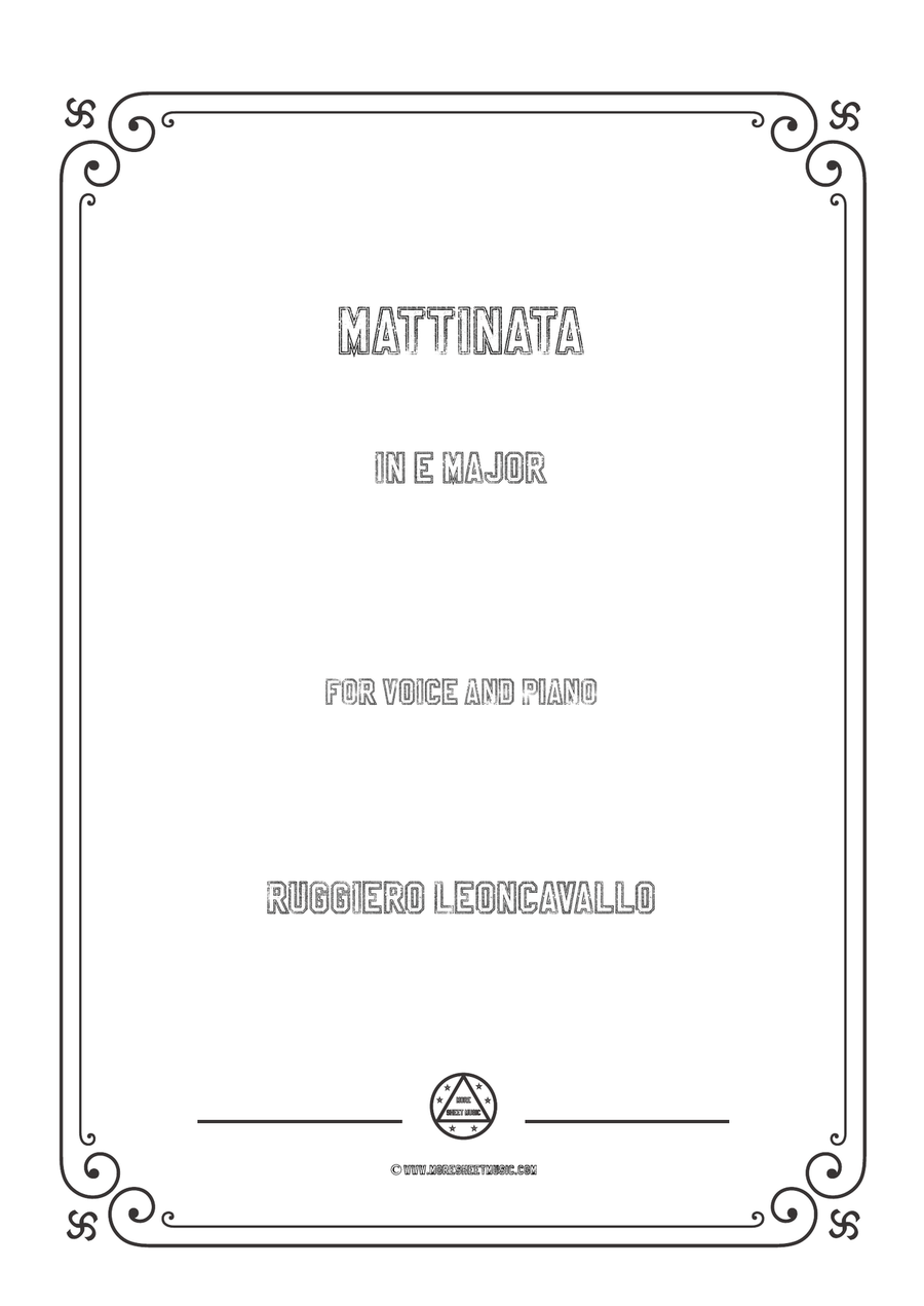 Leoncavallo-Mattinata in E Major,for Voice and Piano Piano, Vocal scores gallery preview page 1