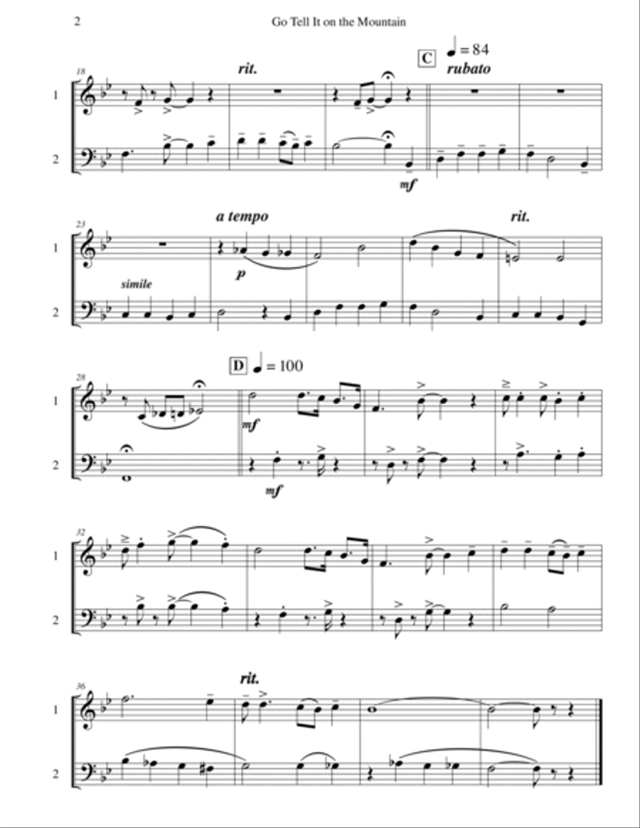 Go Tell It on the Mountain (Mixed Duet) Score and Parts scores gallery preview page 3