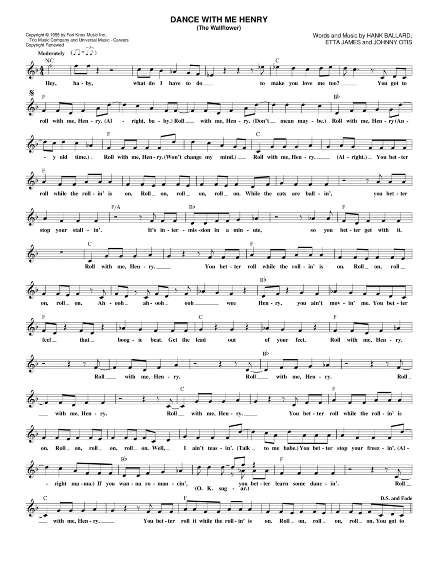 Dance With Me Henry (The Wallflower) Guitar scores gallery preview page 1