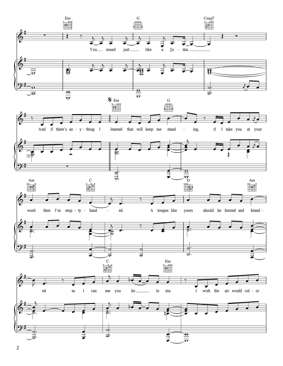 Lie To Me Lie To Me Piano, Vocal, Guitar scores gallery preview page 2