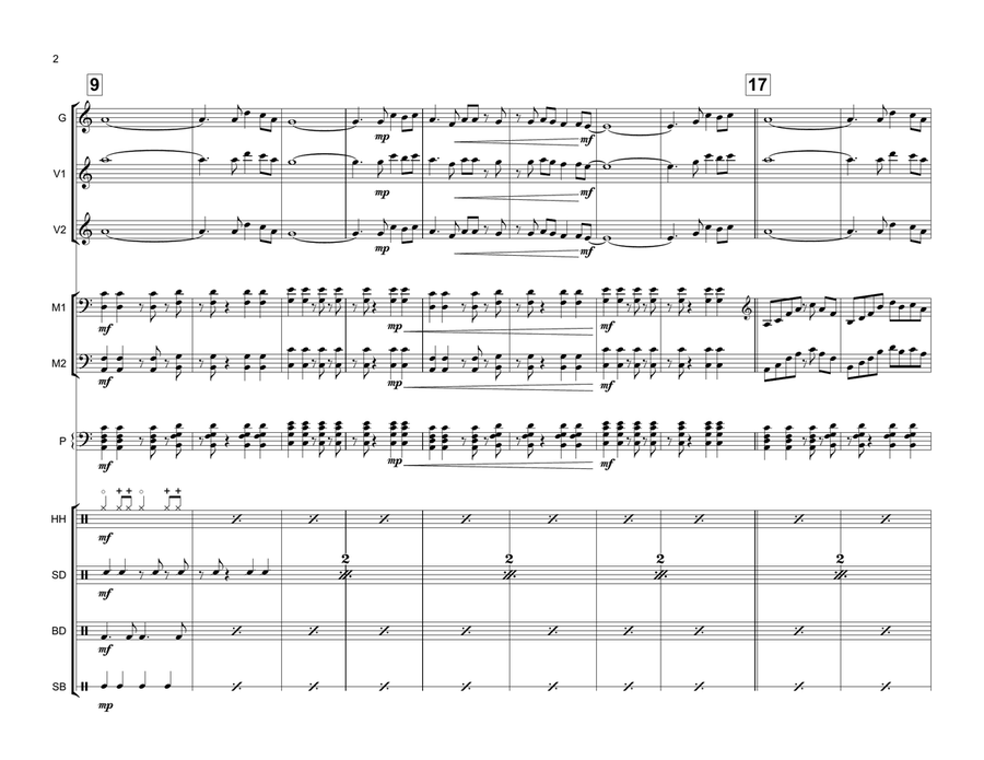 Feliz Navidad Percussion Ensemble scores gallery preview page 2