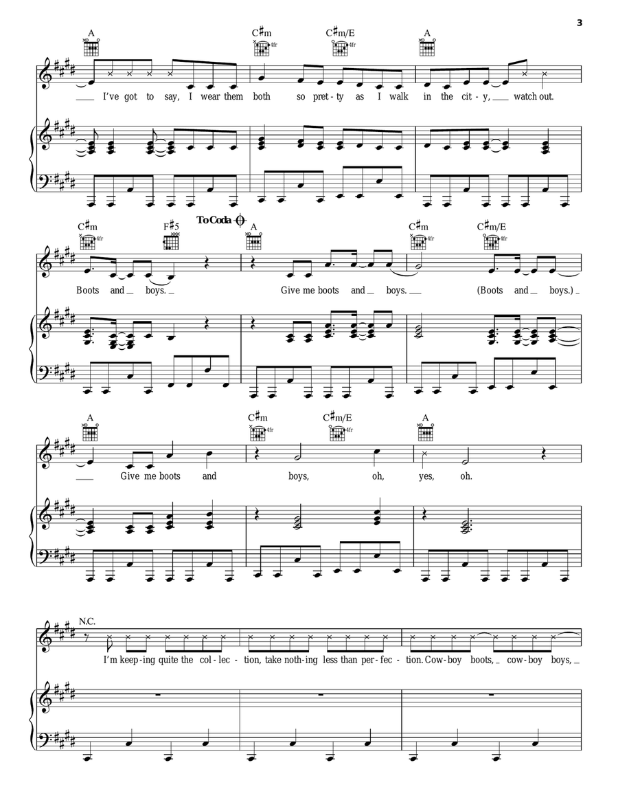 Boots & Boys Boots & Boys Piano, Vocal, Guitar scores gallery preview page 3