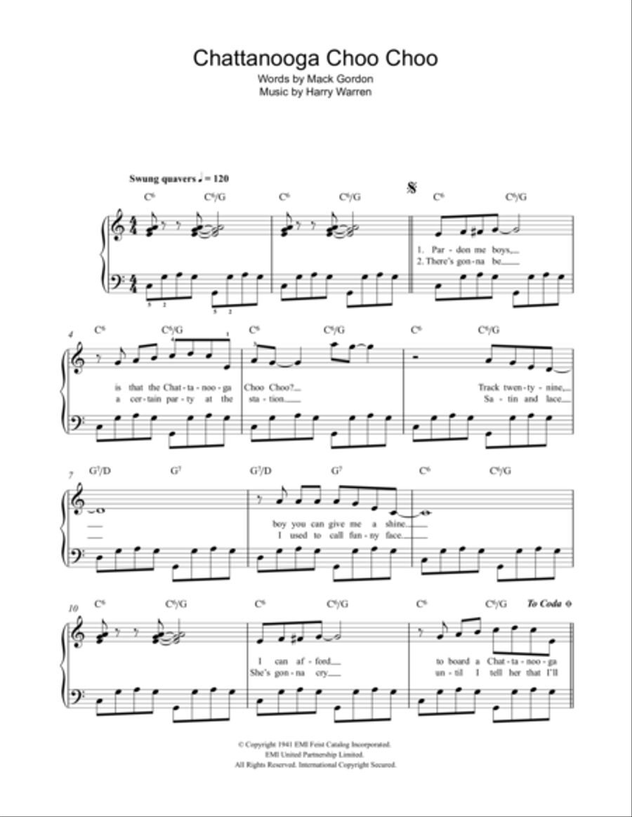 Chattanooga Choo Choo Chattanooga Choo Choo Easy Piano scores gallery preview page 1