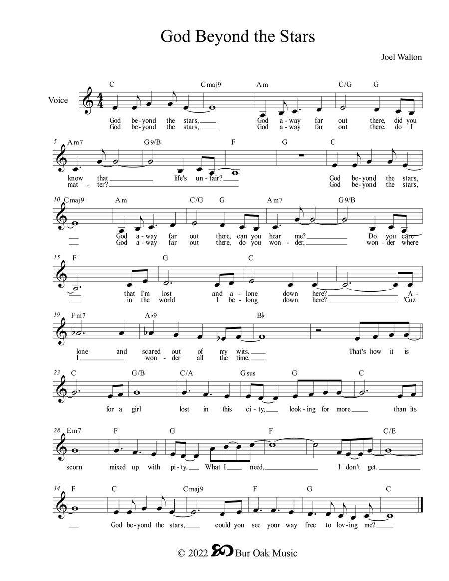 God Beyond the Stars (C major) Piano scores gallery preview page 1