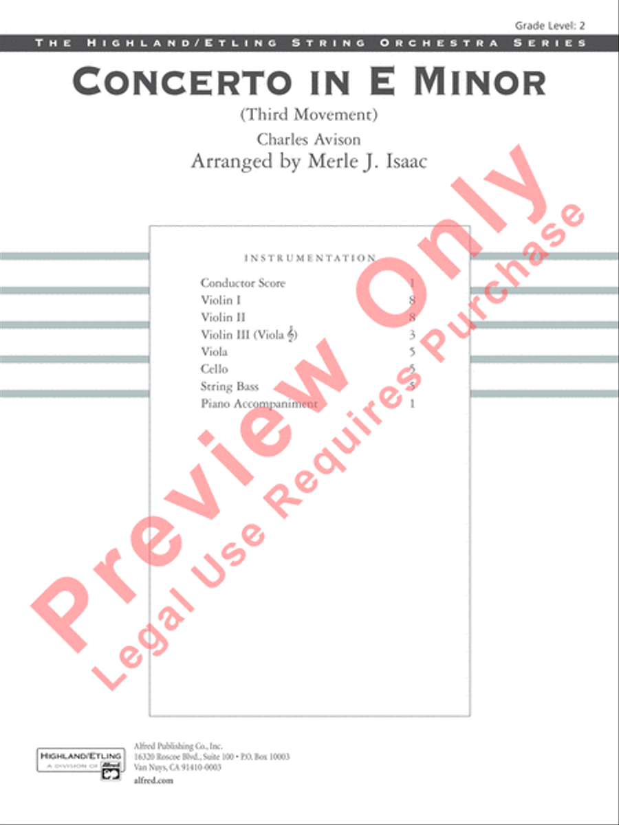 Concerto in E minor String Orchestra scores gallery preview page 2