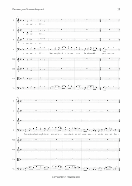 Concerto for Giacomo Leopardi for Choir and String Quartet (1996-97)