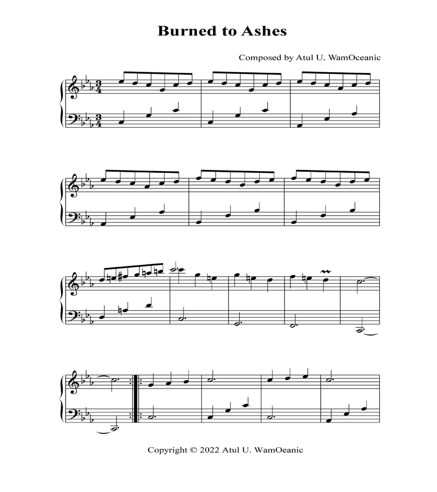 Burned to Ashes Burned to Ashes Piano Solo scores gallery preview page 1