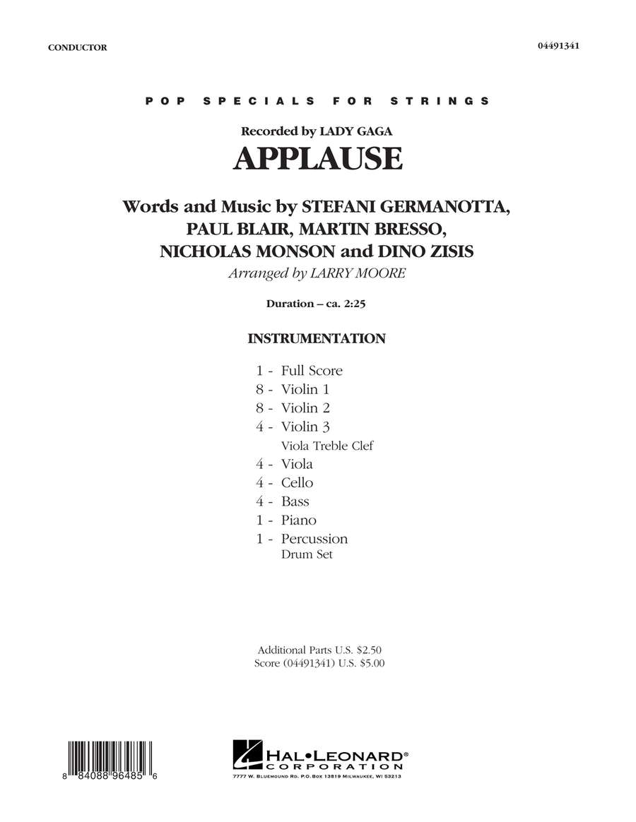 Applause - Conductor Score (Full Score) Orchestra scores gallery preview page 1