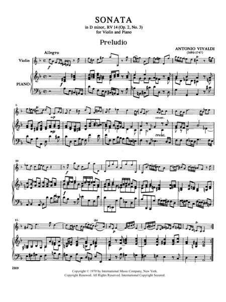 Sonata In D Minor, Rv 14 (Opus 2, No. 3)