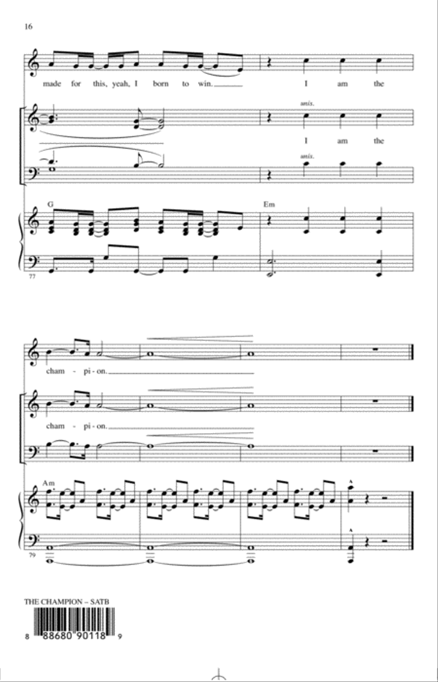 The Champion (feat. Ludacris) (arr. Mac Huff) 4-Part scores gallery preview page 15