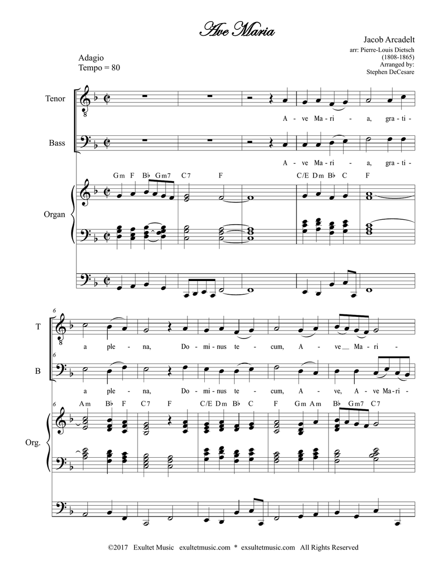 Ave Maria (for 2-part choir (TB) - Organ Accompaniment) TB scores gallery preview page 2