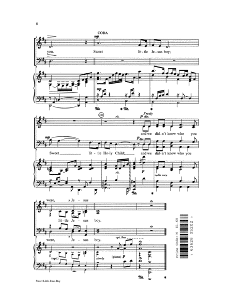 Sweet Little Jesus Boy Sweet Little Jesus Boy 4-Part scores gallery preview page 9