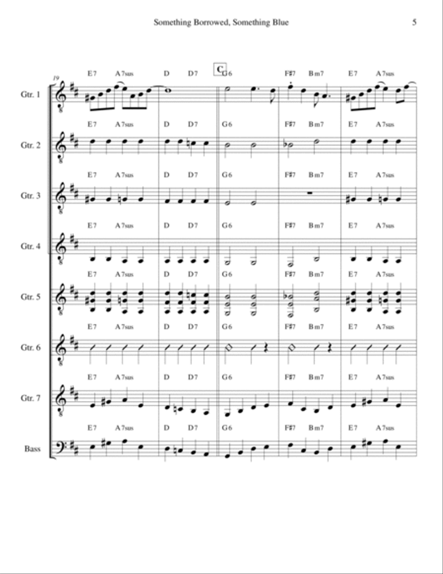 Something Borrowed, Something Blue (for Guitar Ensemble) Guitar Ensemble scores gallery preview page 5