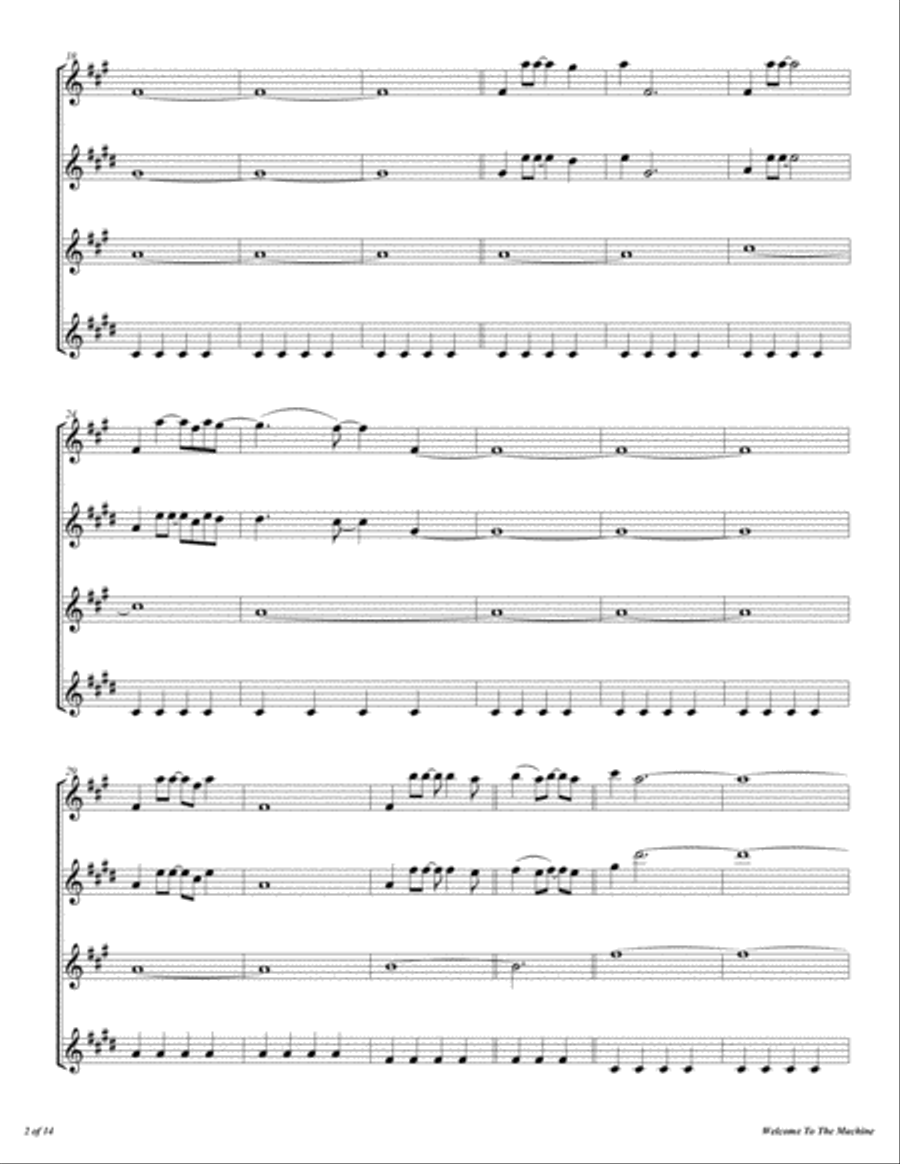Welcome To The Machine Woodwind Quartet scores gallery preview page 3