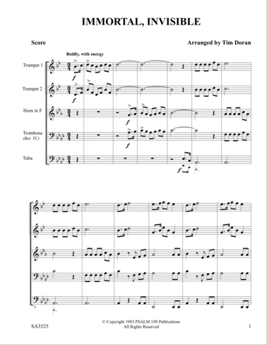 Immortal, Invisible Brass Quintet scores gallery preview page 1