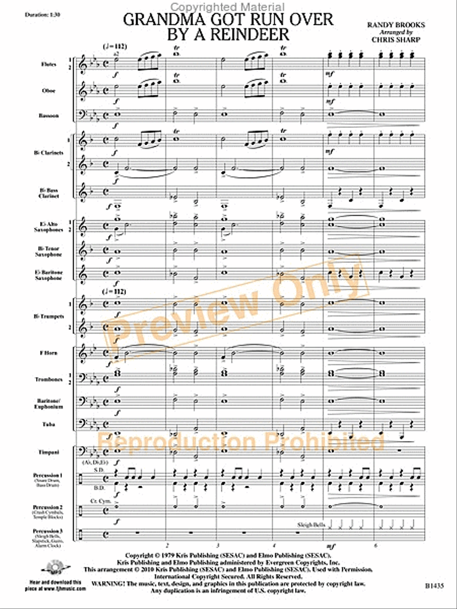 Grandma Got Run Over by a Reindeer Concert Band scores gallery preview page 2