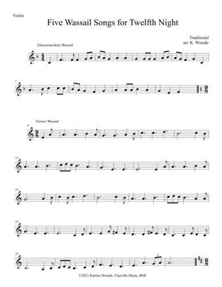 Five Traditional Wassail Songs for Twelfth Night - Solo Violin