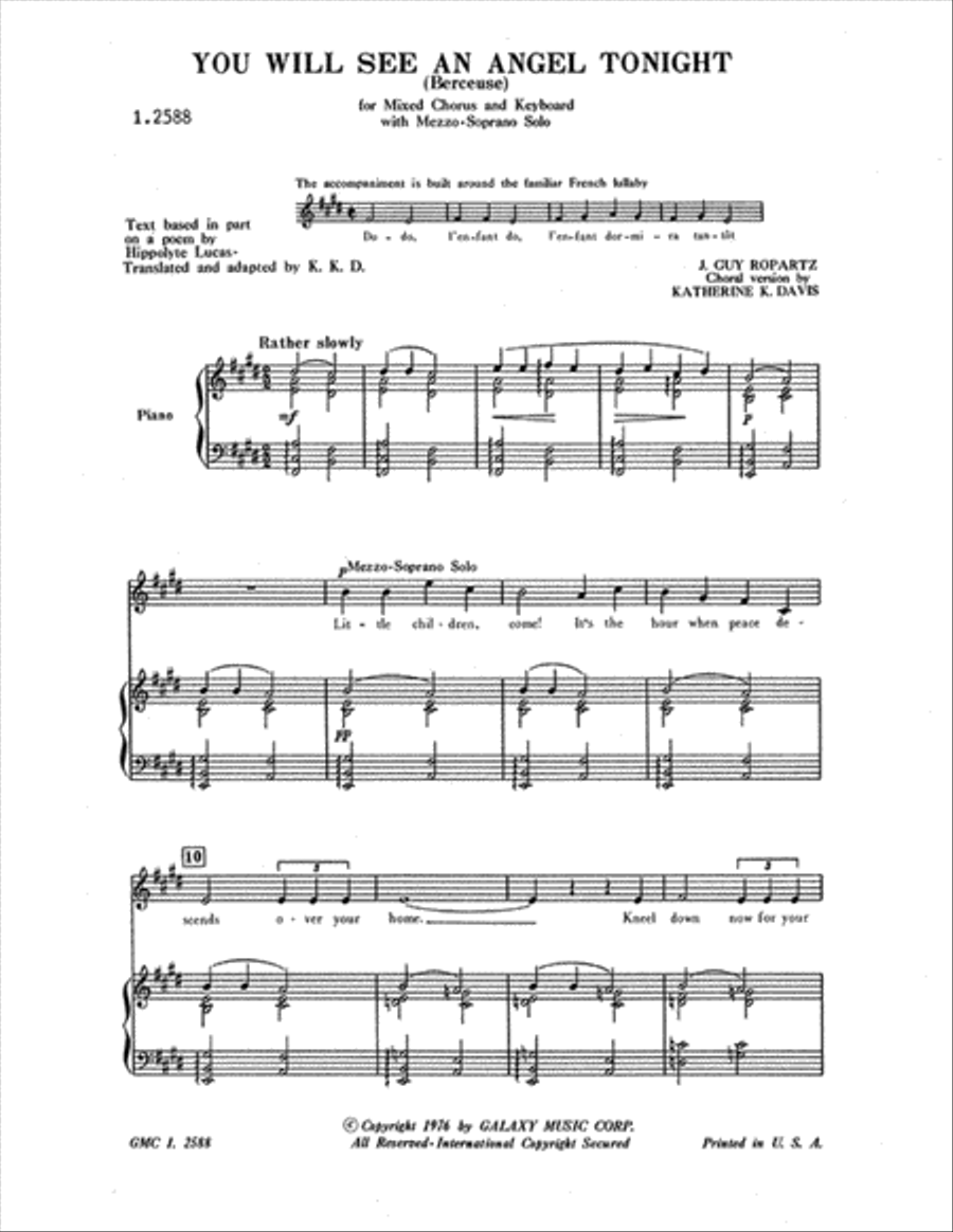 You Will See An Angel Tonight 4-Part scores gallery preview page 1