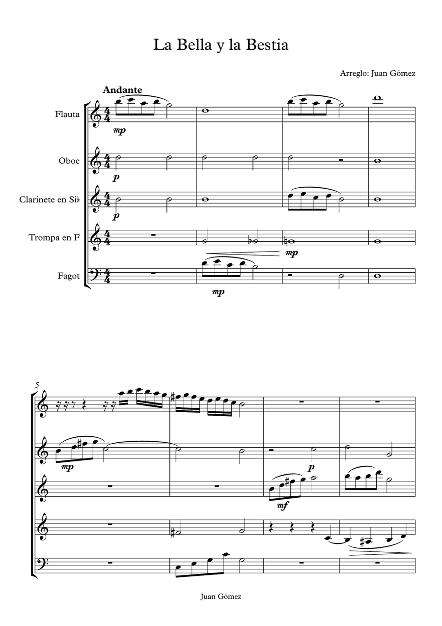 La Bella y la Bestia Small Ensemble scores gallery preview page 1