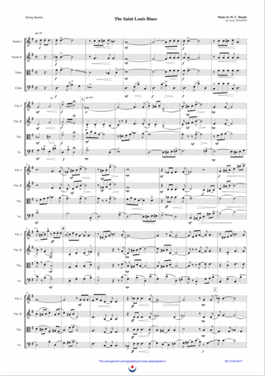The Saint Louis Blues String Quartet scores gallery preview page 1