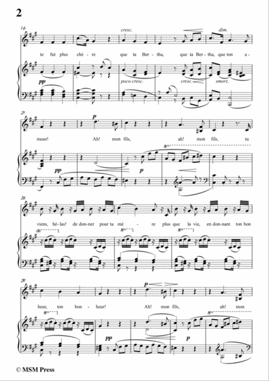 Meyerbeer-Ah,Mon fils from 'Le Prophète',in f sharp minor,for Voice and Piano Voice Solo scores gallery preview page 4