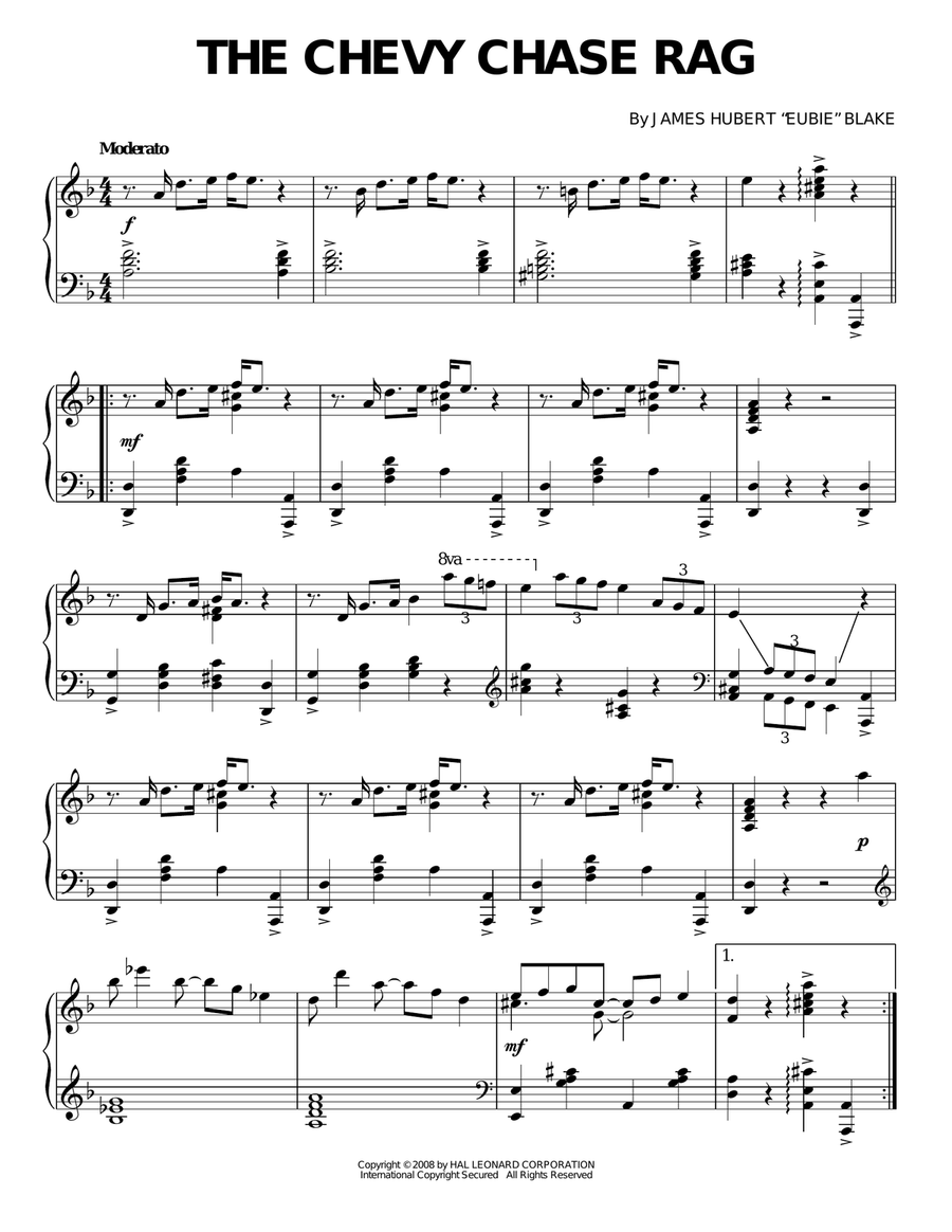 The Chevy Chase Rag The Chevy Chase Rag Piano Solo scores gallery preview page 1