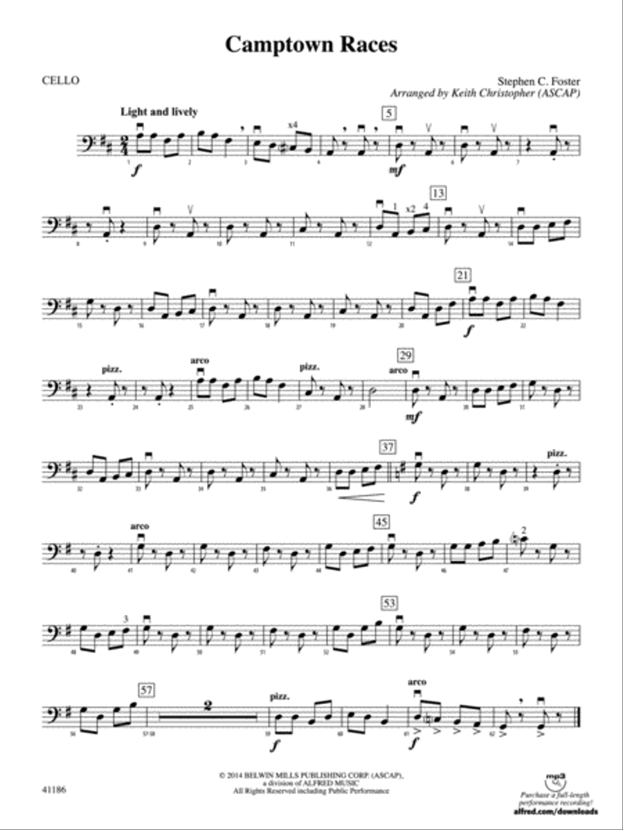 Camptown Races: Cello String Orchestra scores gallery preview page 1