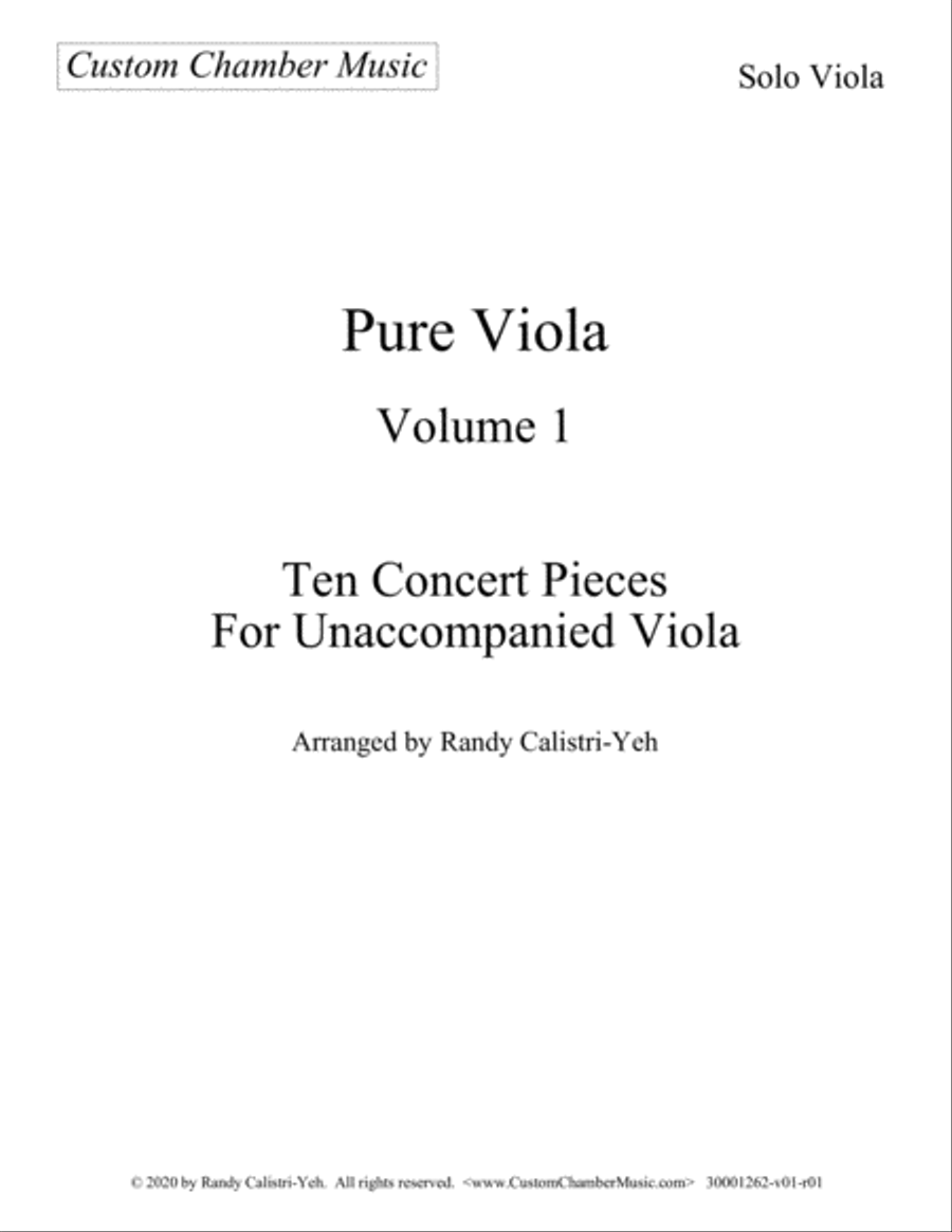 Pure Viola Volume 1: Ten Concert Pieces for Unaccompanied Viola (solo viola) image number null