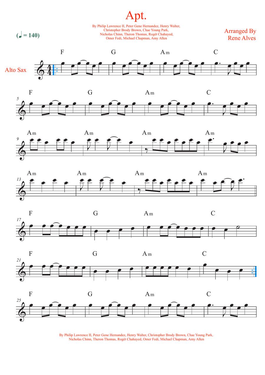 Apt. Alto Saxophone scores gallery preview page 1
