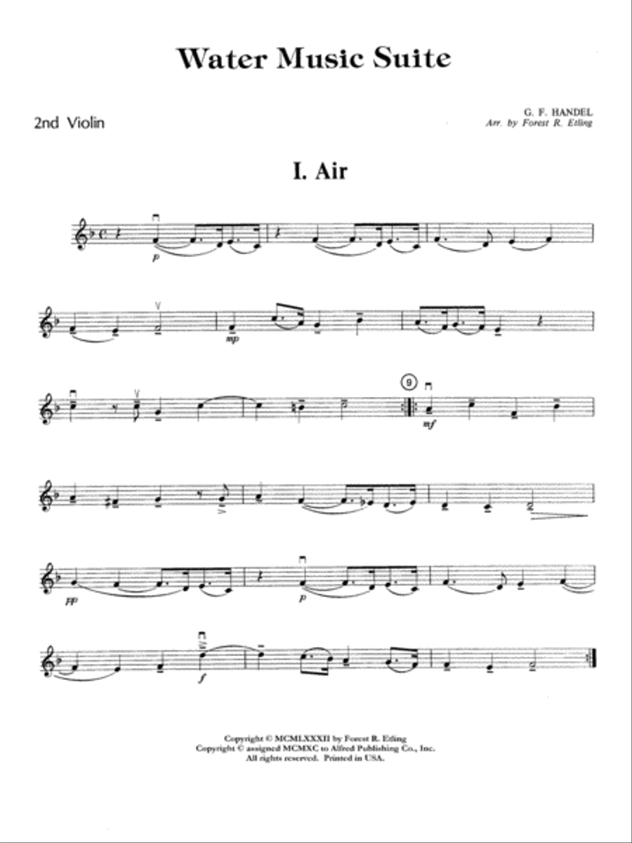 Water Music Suite: 2nd Violin String Orchestra scores gallery preview page 1