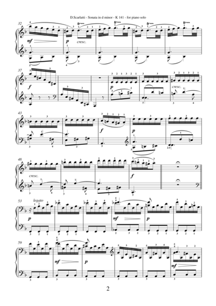 Sonata in D minor K 141 by Domenico Scarlatti for piano solo (or harpsichord)