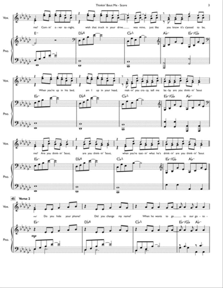 Thinkin' Bout Me Thinkin' Bout Me Voice scores gallery preview page 3