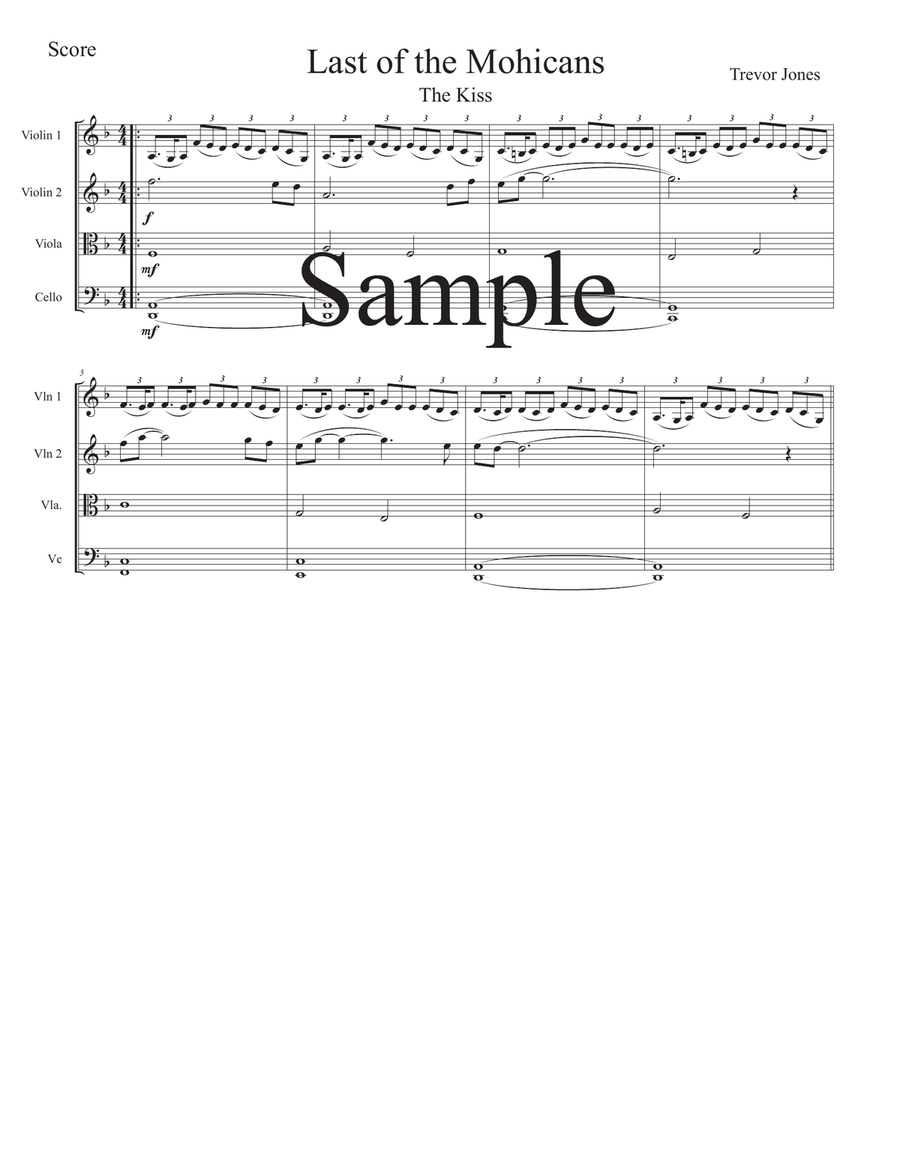Last Of The Mohicans (main Theme) String Quartet scores gallery preview page 3