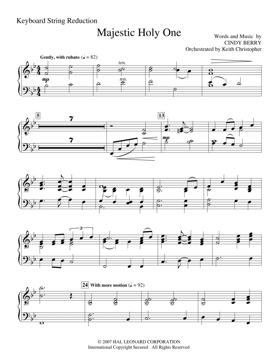 Majestic Holy One - Keyboard String Reduction Choir scores gallery preview page 1