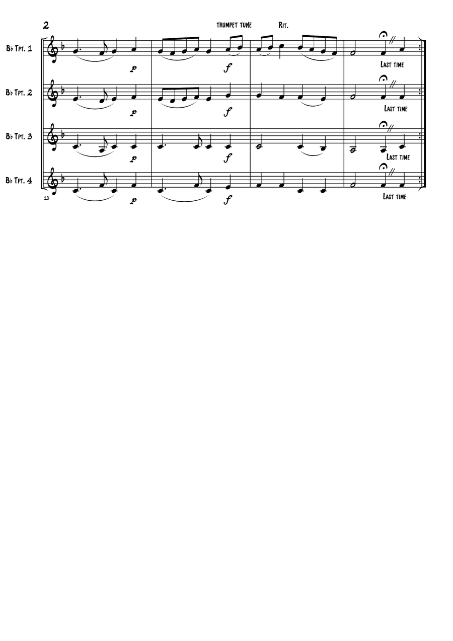 Trumpet tune for Trumpet/Brass quartet (Treble clef) Brass Quartet scores gallery preview page 2
